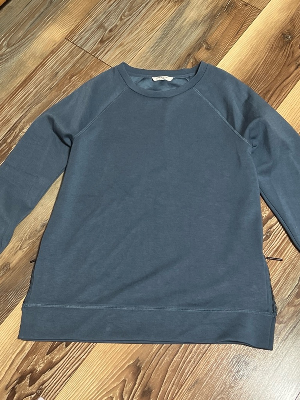 Women’s Classic Crewneck Sweater - Slate Blue w/ zipper accents